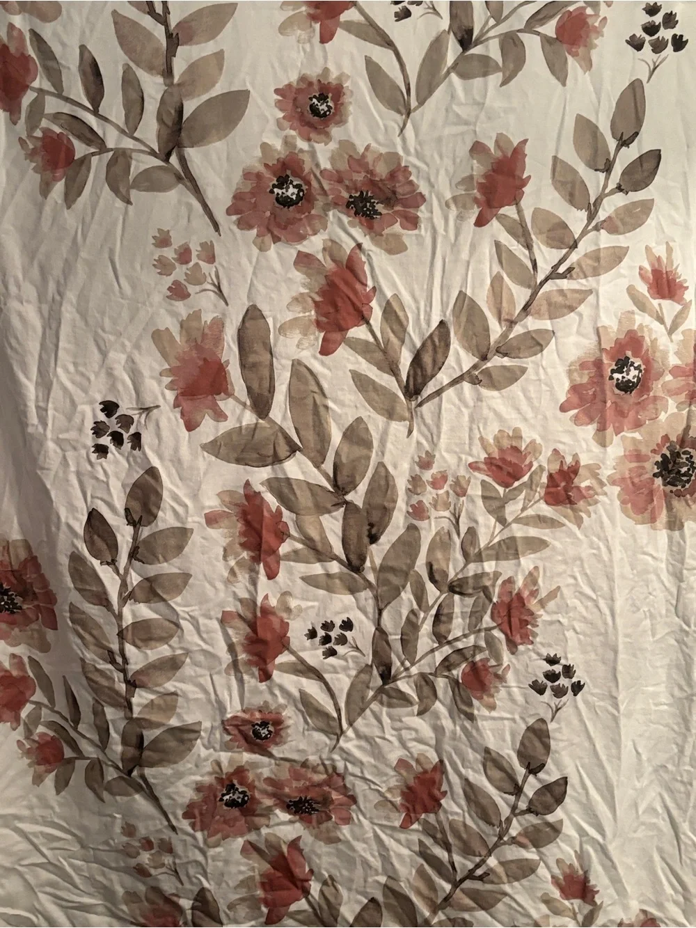 Floral Garden Cream and Coral Printed Shower Curtain